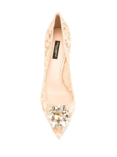 Shop Dolce & Gabbana Rainbow Lace 90mm Brooch-detail Pumps In Pink