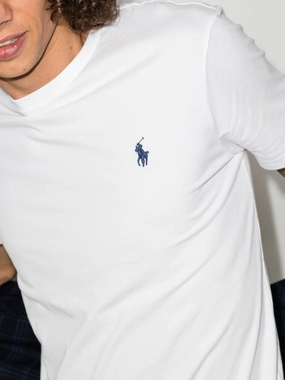 Shop Polo Ralph Lauren Logo-embroidered T-shirt In White