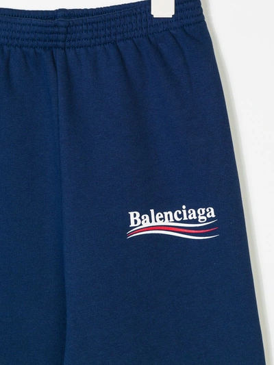 Shop Balenciaga Logo Print Track Pants In Blue