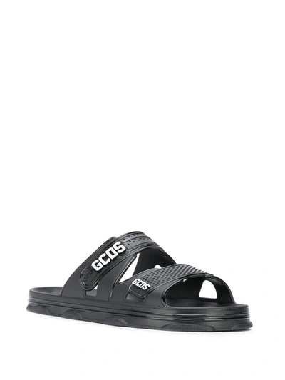 Shop Gcds Logo-detail Sandals In Black