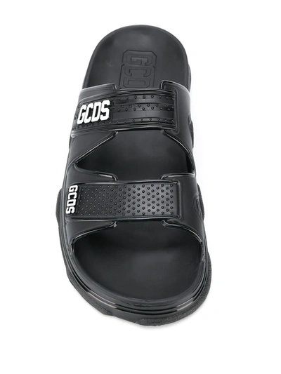 Shop Gcds Logo-detail Sandals In Black