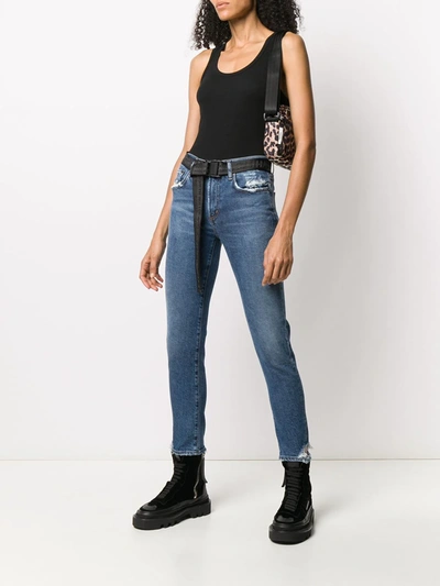 Shop Agolde Distressed Skinny Jeans In Blue