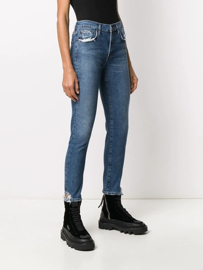 Shop Agolde Distressed Skinny Jeans In Blue