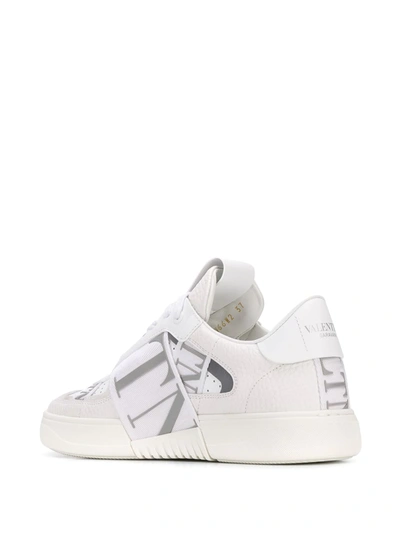 Valentino White And Silver Calfskin Vl7n Sneaker With Bands In White