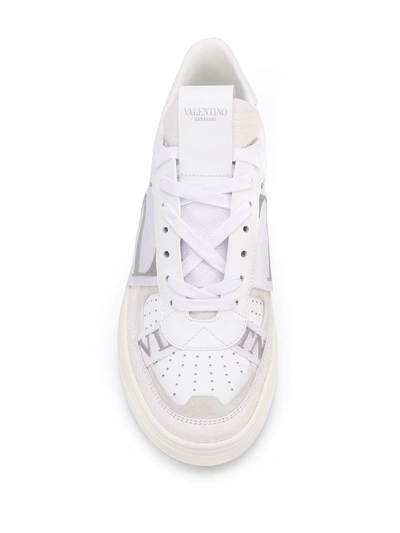 Valentino White And Silver Calfskin Vl7n Sneaker With Bands In White