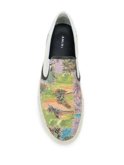 Shop Amiri Hawaiian Reconstructed Slip-on Sneakers In Green