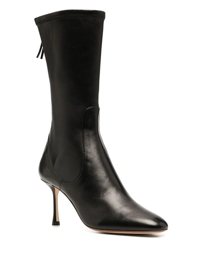Shop Francesco Russo Rear-zip Pointed Boots In Black