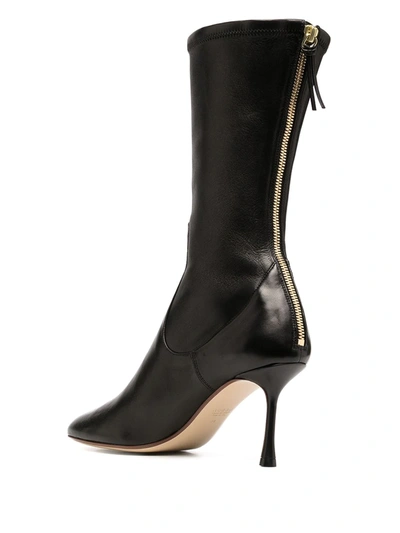 Shop Francesco Russo Rear-zip Pointed Boots In Black