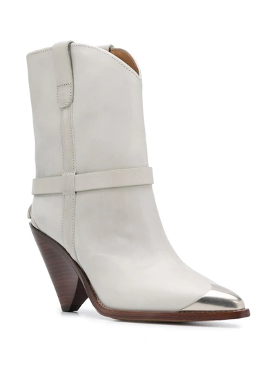 Isabel Marant Lamsy Texan Ankle Boots In White In Grey | ModeSens
