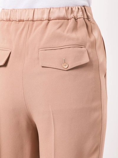 Shop Rochas Cropped High-waisted Trousers In Brown