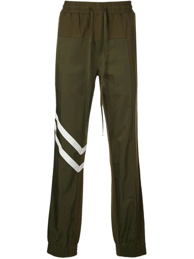 Shop God's Masterful Children Geometric Panelled Track Pants In Green