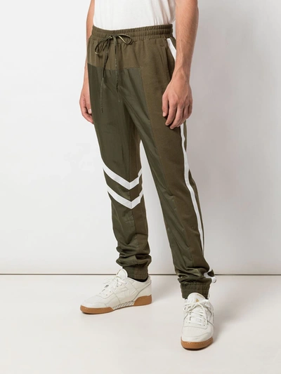 Shop God's Masterful Children Geometric Panelled Track Pants In Green