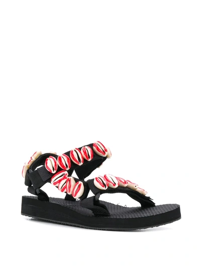 Shop Timeless Pearly Shell-embroidered Sandals In Black