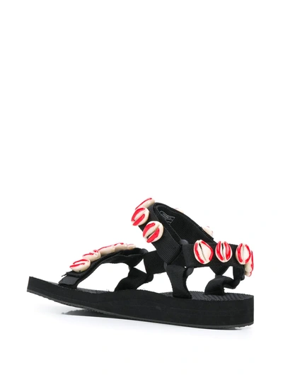 Shop Timeless Pearly Shell-embroidered Sandals In Black