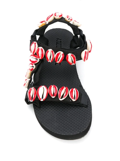 Shop Timeless Pearly Shell-embroidered Sandals In Black