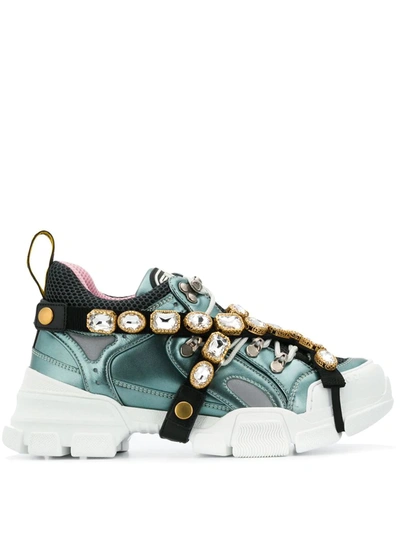 Gucci Flashtrek Crystal Embellished Low Top Trainers In Grey Multi |  ModeSens