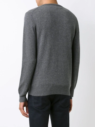 Comme Des Garçons Play Double Heart Wool Jumper In Grey