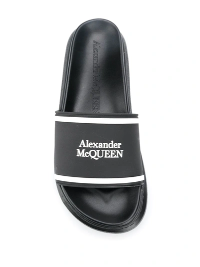 Shop Alexander Mcqueen Oversized Hybrid Signature Slides In 1006 - Black