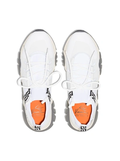 Shop Versace Squalo Gv Signature Print Sneakers In White