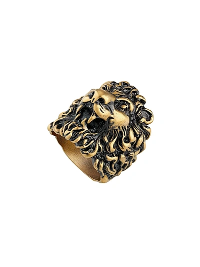 Shop Gucci Ring With Lion Head In Gold