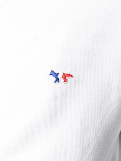 Maison Kitsuné Tricolor Fox Patch Zipped Hoodie In White