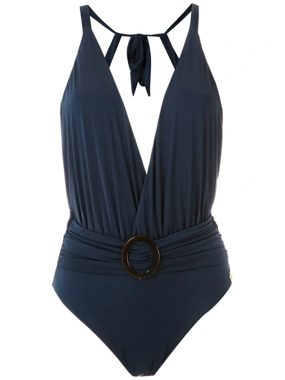 Shop Brigitte Swimsuit With Buckle Detail In Blue