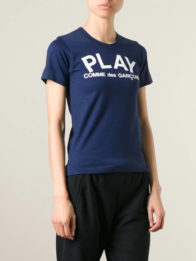 Shop Comme Des Garçons Play Logo Print T-shirt In Blue