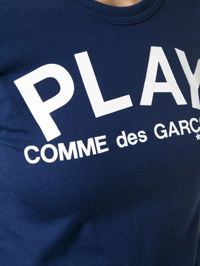 Shop Comme Des Garçons Play Logo Print T-shirt In Blue