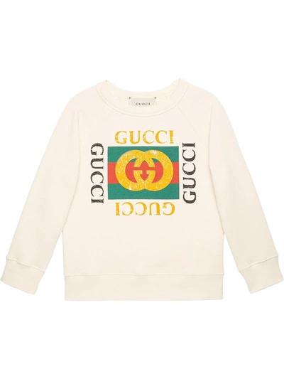 Gucci Kids' Logo-print Sweatshirt In Bianco/verde/rosso | ModeSens