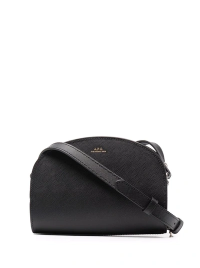 Shop Apc Demi-lune Leather Shoulder Bag In 黑色