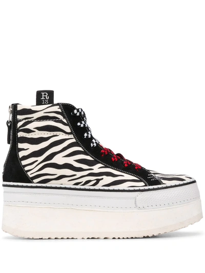 Shop R13 Platform Zebra Print Sneakers In White