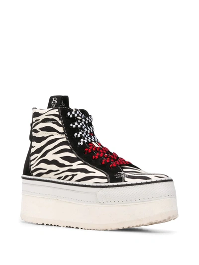 Shop R13 Platform Zebra Print Sneakers In White