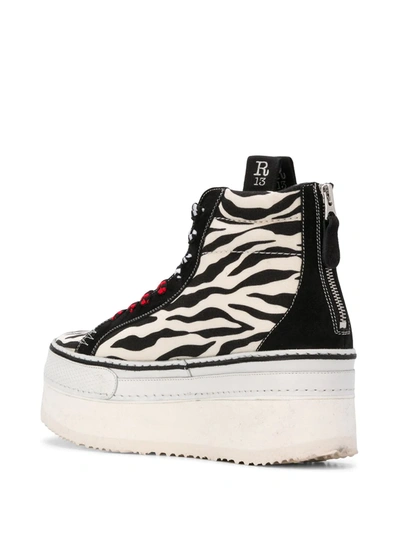 Shop R13 Platform Zebra Print Sneakers In White