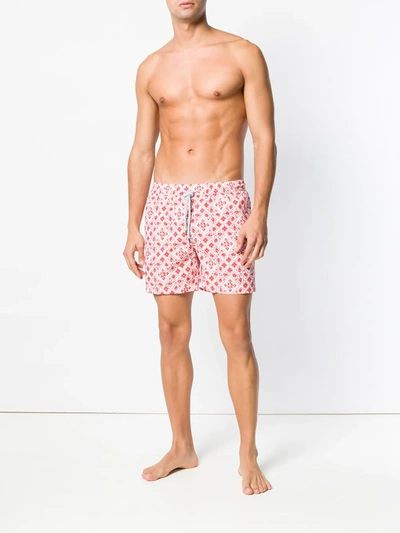 Shop Capricode Printed Swim Shorts In Red