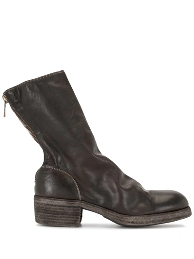 Shop Guidi Zip-up Leather Ankle Boots In Black
