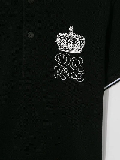 Shop Dolce & Gabbana Embroidered King Polo Shirt In Black