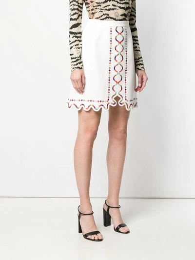 Giambattista Valli Embroidered Crepe Mini Skirt In White
