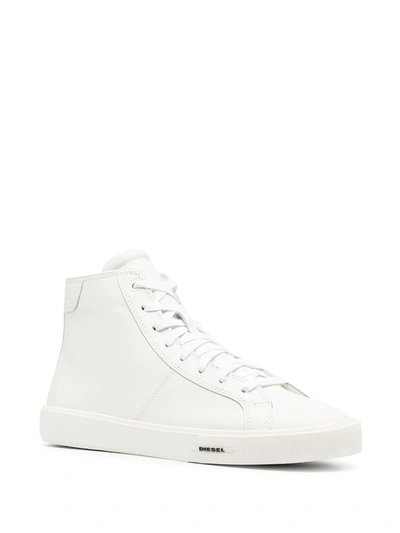 Shop Diesel High-top Leather Sneakers In White