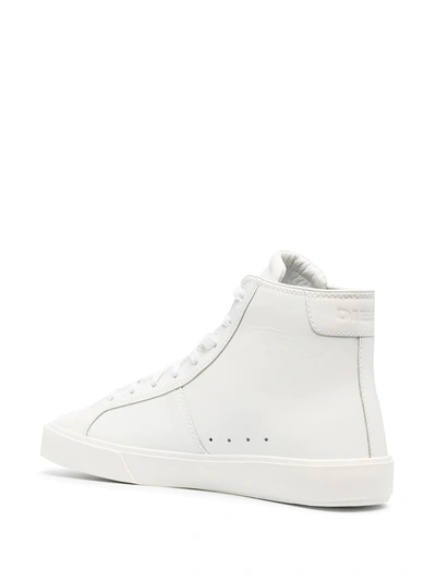 Shop Diesel High-top Leather Sneakers In White