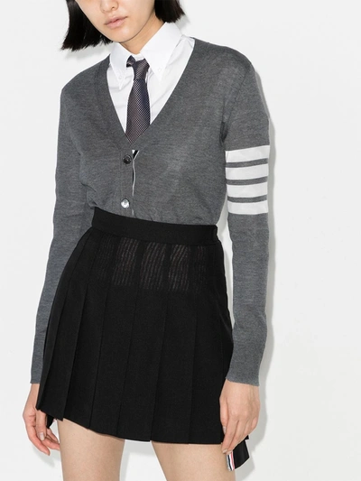 Thom Browne 4-bar Merino Wool Cardigan In Grey