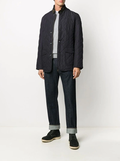 Barbour Quilted Button-front Jacket In Blue