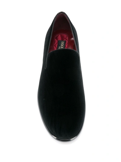 Shop Dolce & Gabbana Velvet Slippers In Black