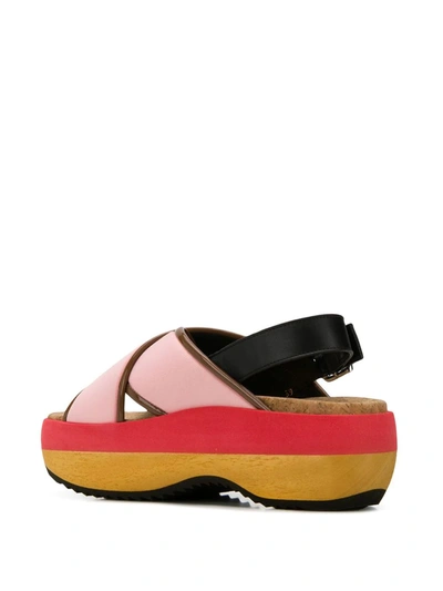 Shop Marni Criss-cross Wedge Sandals In Pink