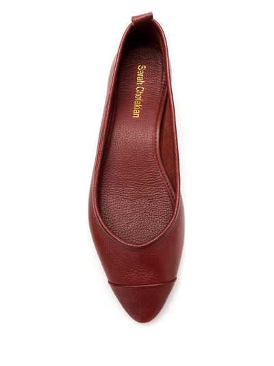 Shop Sarah Chofakian Nuage Almond-toe Flats In Red