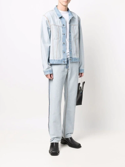 Shop Helmut Lang Reversible Denim Trucker Jacket In Blue