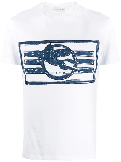 Shop Etro Printed Logo T-shirt In White