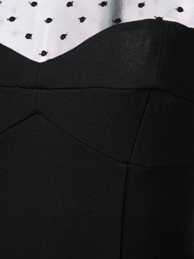 Fleur Du Mal Dotted Tulle Collared Bodysuit In Black