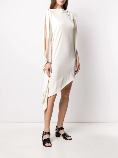 Shop Mm6 Maison Margiela Draped Midi Dress In Neutrals