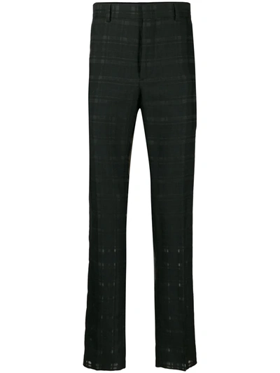 Shop Fendi Checked Tailored Trousers In Black