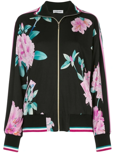 Shop Leonard Camelia Printed Bomber Jacket In Black